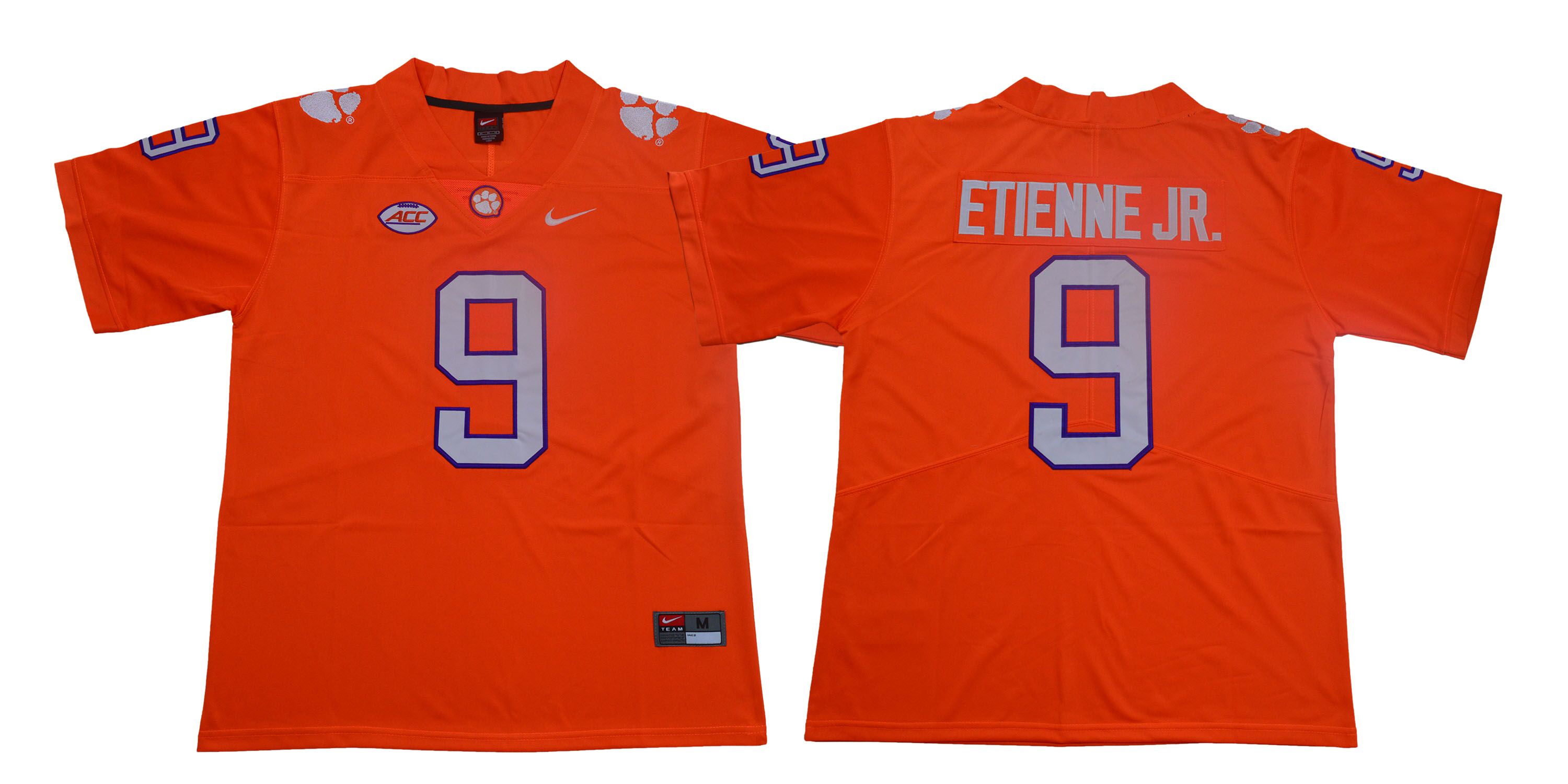 Men Clemson Tigers 9 Travis Etienne Jr. Orange Nike Limited Stitched NCAA Jersey
